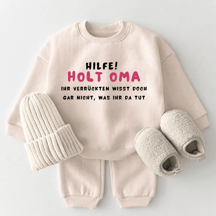 hilfe! Holt Oma - Märchen Mode aus Bio - Baumwolle personalisierte geschenke Babyset & Bodys mit spruch & Geschenkideen für Neugeborene & 0–24 Monate & und perfekt als Geschenk zur Geburt
