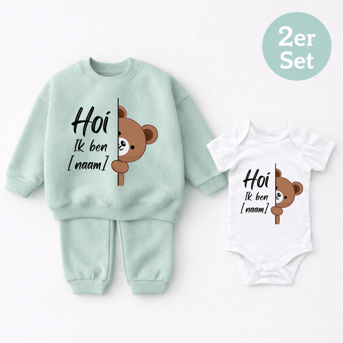 Hoi Ik ben [naam] 2er set - Märchen Mode aus Bio - Baumwolle personalisierte geschenke Babyset & Bodys mit spruch & Geschenkideen für Neugeborene & 0–24 Monate & und perfekt als Geschenk zur Geburt