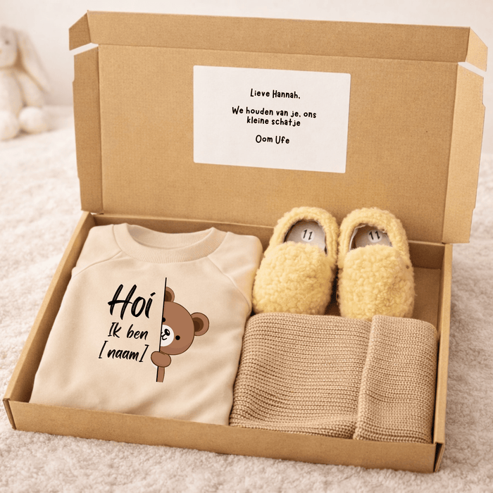 Hoi Ik ben [naam] - Cadeauverpakking - Märchen Mode aus Bio - Baumwolle personalisierte geschenke Babyset & Bodys mit spruch & Geschenkideen für Neugeborene & 0–24 Monate & und perfekt als Geschenk zur Geburt