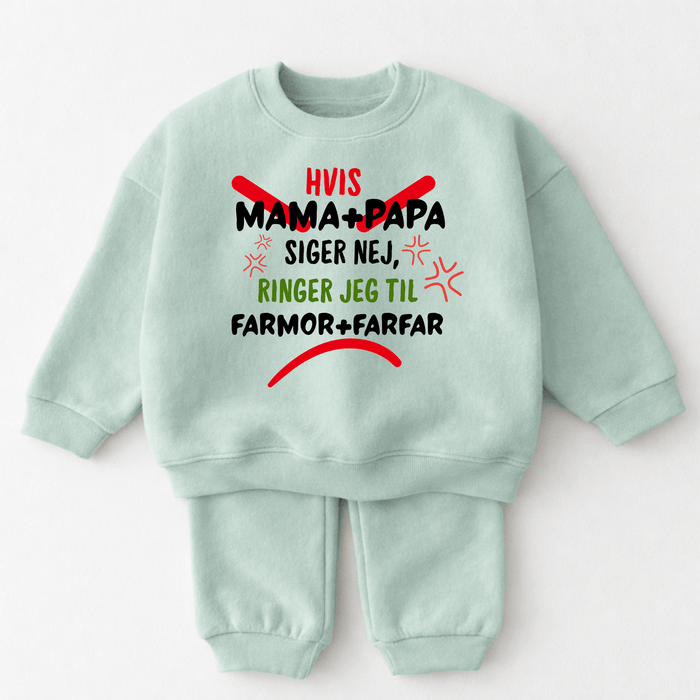 Hvis Mama+Papa siger nej ringer jeg til , farMor+farFar - Märchen Mode aus Bio - Baumwolle personalisierte geschenke Babyset & Bodys mit spruch & Geschenkideen für Neugeborene & 0–24 Monate & und perfekt als Geschenk zur Geburt