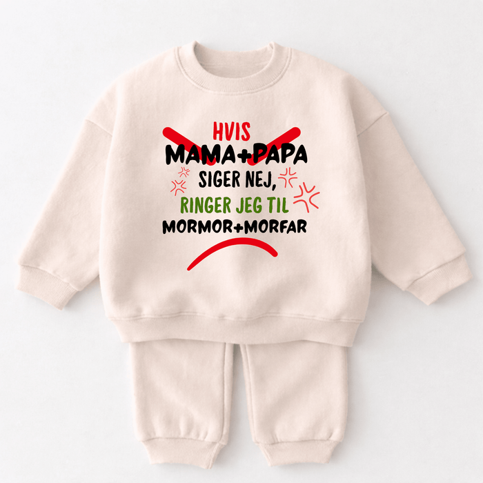 Hvis Mama+Papa siger nej ringer jeg til , MorMor+MorFar - Märchen Mode aus Bio - Baumwolle personalisierte geschenke Babyset & Bodys mit spruch & Geschenkideen für Neugeborene & 0–24 Monate & und perfekt als Geschenk zur Geburt