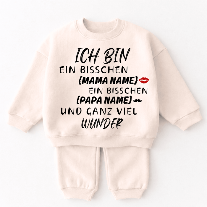 ICH BIN EIN BISSCHEN {MAMA Name} EIN BISSCHEN {PAPA Name} und Ganz VIEL WUNDER - Märchen Mode aus Bio - Baumwolle personalisierte geschenke Babyset & Bodys mit spruch & Geschenkideen für Neugeborene & 0–24 Monate & und perfekt als Geschenk zur Geburt
