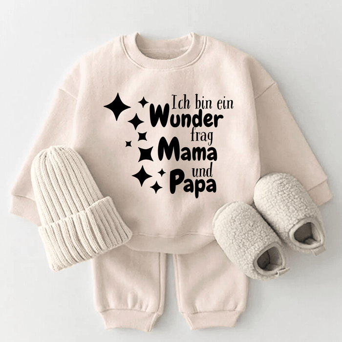 Ich bin ein Wunder frag Mama und Papa. - Märchen Mode aus Bio - Baumwolle personalisierte geschenke Babyset & Bodys mit spruch & Geschenkideen für Neugeborene & 0–24 Monate & und perfekt als Geschenk zur Geburt