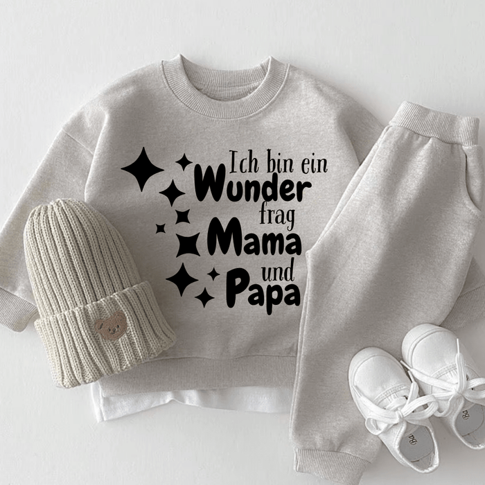 Ich bin ein Wunder frag Mama und Papa - Märchen Mode aus Bio - Baumwolle personalisierte geschenke Babyset & Bodys mit spruch & Geschenkideen für Neugeborene & 0–24 Monate & und perfekt als Geschenk zur Geburt