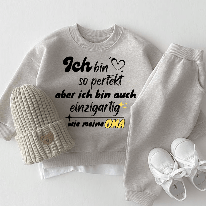 Ich bin so perfekt aber ich bin auch einzigartig wie meine OMA - Märchen Mode aus Bio - Baumwolle personalisierte geschenke Babyset & Bodys mit spruch & Geschenkideen für Neugeborene & 0–24 Monate & und perfekt als Geschenk zur Geburt
