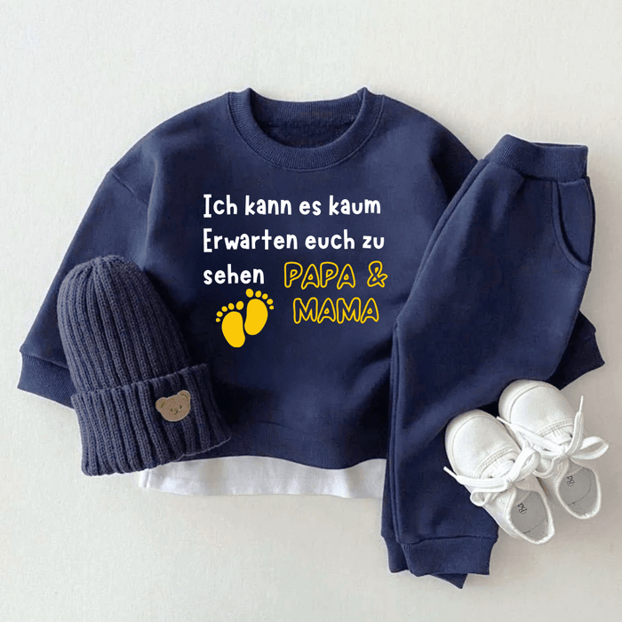 Ich kann es kaum Erwarten, euch zu sehen Papa & Mama - Märchen Mode aus Bio - Baumwolle personalisierte geschenke Babyset & Bodys mit spruch & Geschenkideen für Neugeborene & 0–24 Monate & und perfekt als Geschenk zur Geburt