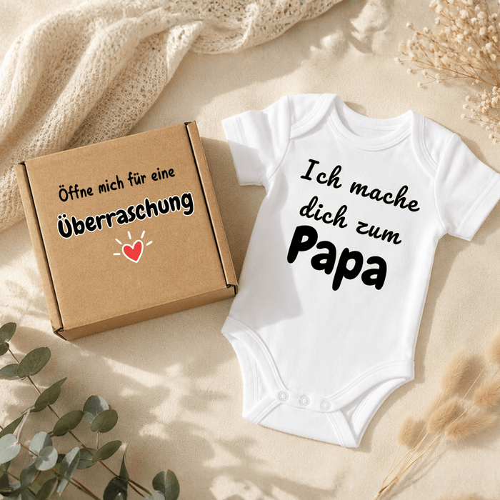 Ich mache dich zum Papa - Schwangerschaftsverkündung - Märchen Mode aus Bio - Baumwolle personalisierte geschenke Babyset & Bodys mit spruch & Geschenkideen für Neugeborene & 0–24 Monate & und perfekt als Geschenk zur Geburt