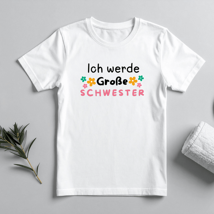 Ich werde große Schwester – Schwangerschaftsverkündung - Märchen Mode aus Bio - Baumwolle personalisierte geschenke Babyset & Bodys mit spruch & Geschenkideen für Neugeborene & 0–24 Monate & und perfekt als Geschenk zur Geburt