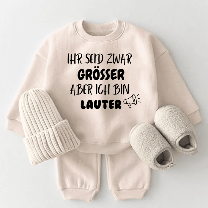 Ihr seid zwar größer aber ich bin Lauter !!! - Märchen Mode aus Bio - Baumwolle personalisierte geschenke Babyset & Bodys mit spruch & Geschenkideen für Neugeborene & 0–24 Monate & und perfekt als Geschenk zur Geburt