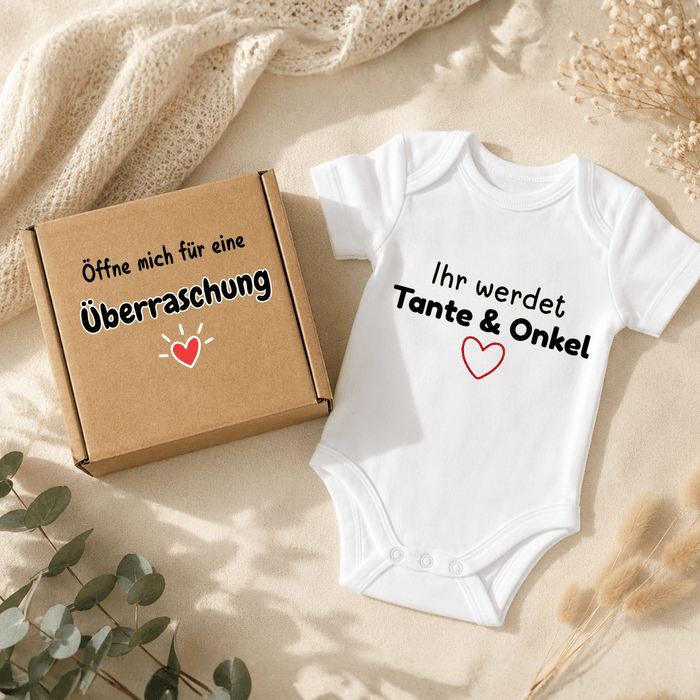 Ihr werdet Tante & Onkel - Schwangerschaftsverkündung - Märchen Mode aus Bio - Baumwolle personalisierte geschenke Babyset & Bodys mit spruch & Geschenkideen für Neugeborene & 0–24 Monate & und perfekt als Geschenk zur Geburt
