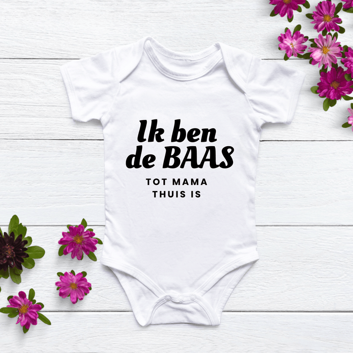 Ik ben de BAAS tot mama thuis is Body - Märchen Mode aus Bio - Baumwolle personalisierte geschenke Babyset & Bodys mit spruch & Geschenkideen für Neugeborene & 0–24 Monate & und perfekt als Geschenk zur Geburt