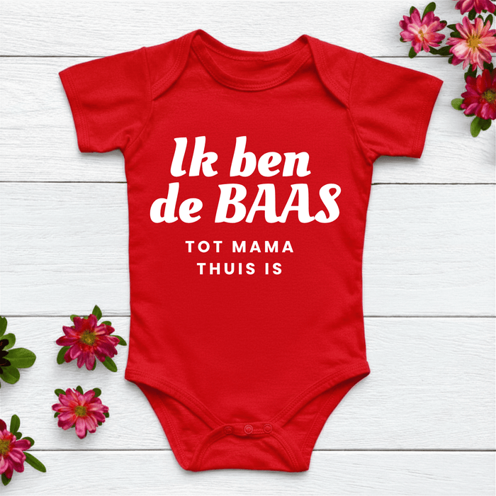 Ik ben de BAAS tot mama thuis is Body Rood - Märchen Mode aus Bio - Baumwolle personalisierte geschenke Babyset & Bodys mit spruch & Geschenkideen für Neugeborene & 0–24 Monate & und perfekt als Geschenk zur Geburt