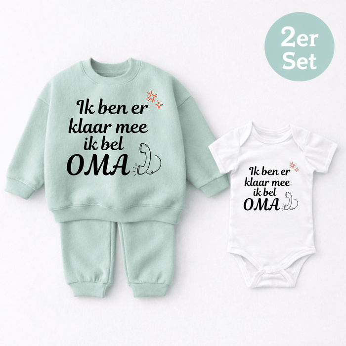 Ik ben er ik bel OMA klaar mee 2er set - Märchen Mode aus Bio - Baumwolle personalisierte geschenke Babyset & Bodys mit spruch & Geschenkideen für Neugeborene & 0–24 Monate & und perfekt als Geschenk zur Geburt