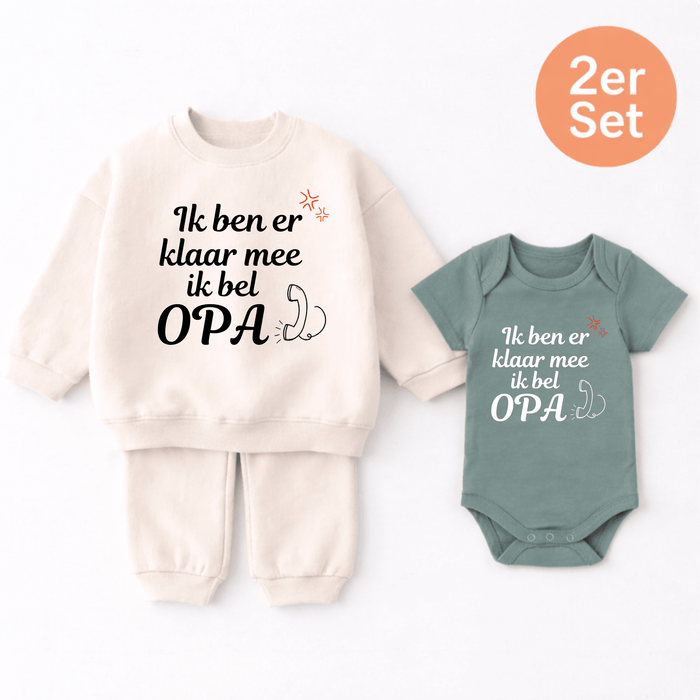 Ik ben er ik bel OPA klaar mee 2er set - Märchen Mode aus Bio - Baumwolle personalisierte geschenke Babyset & Bodys mit spruch & Geschenkideen für Neugeborene & 0–24 Monate & und perfekt als Geschenk zur Geburt
