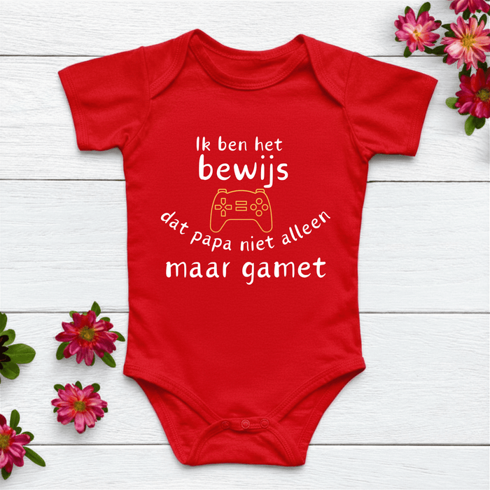 Ik ben het bewijs dat papa niet alleen maar gamet Body Rood - Märchen Mode aus Bio - Baumwolle personalisierte geschenke Babyset & Bodys mit spruch & Geschenkideen für Neugeborene & 0–24 Monate & und perfekt als Geschenk zur Geburt