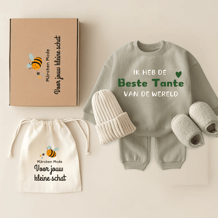 Ik heb de Beste Tante van de wereld - Cadeauverpakking - Märchen Mode aus Bio - Baumwolle personalisierte geschenke Babyset & Bodys mit spruch & Geschenkideen für Neugeborene & 0–24 Monate & und perfekt als Geschenk zur Geburt