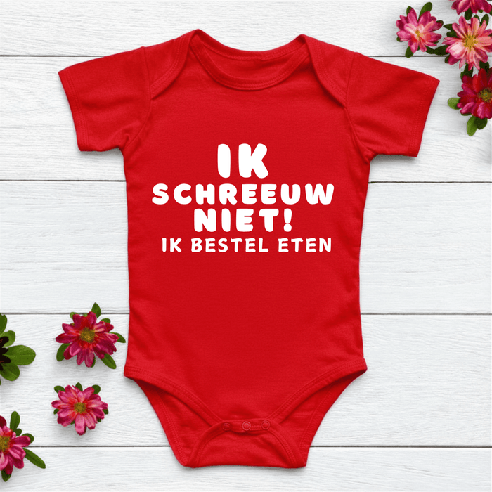 Ik schreeuw niet Ik bestel eten ! Body Rood - Märchen Mode aus Bio - Baumwolle personalisierte geschenke Babyset & Bodys mit spruch & Geschenkideen für Neugeborene & 0–24 Monate & und perfekt als Geschenk zur Geburt