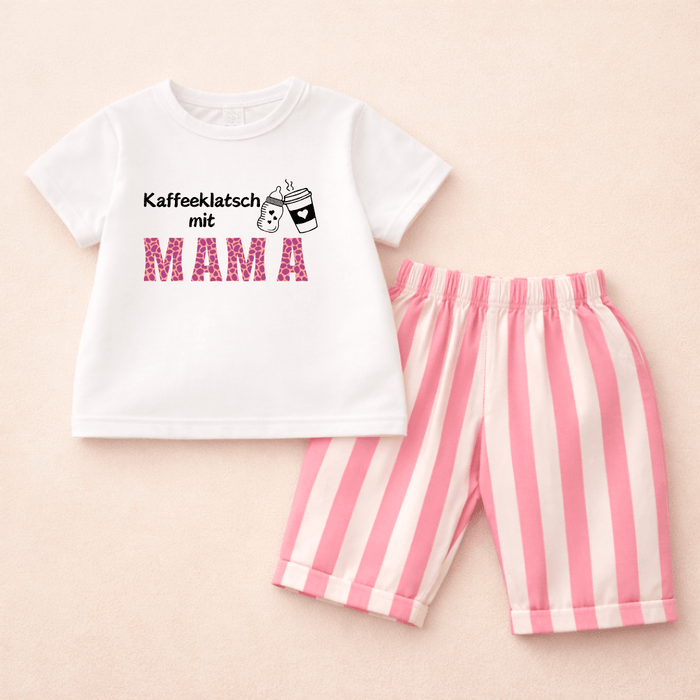 Kaffeeklatsch mit Mama - Sommer set - Märchen Mode aus Bio - Baumwolle personalisierte geschenke Babyset & Bodys mit spruch & Geschenkideen für Neugeborene & 0–24 Monate & und perfekt als Geschenk zur Geburt