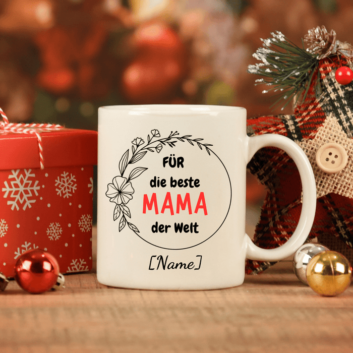 Keramik Tasse - die beste Mama der Welt mit Wunschname - Märchen Mode aus Bio - Baumwolle personalisierte geschenke Babyset & Bodys mit spruch & Geschenkideen für Neugeborene & 0–24 Monate & und perfekt als Geschenk zur Geburt