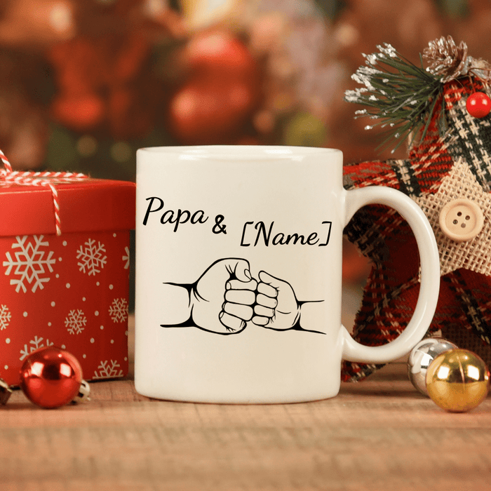Keramik Tasse Papa & Name - Märchen Mode aus Bio - Baumwolle personalisierte geschenke Babyset & Bodys mit spruch & Geschenkideen für Neugeborene & 0–24 Monate & und perfekt als Geschenk zur Geburt