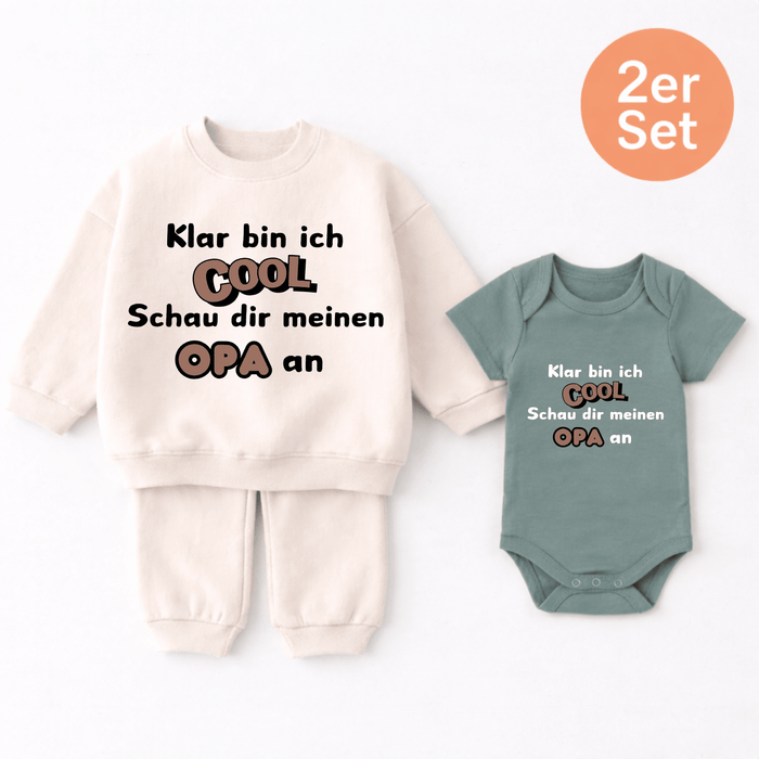 Klar bin ich Cool Schau dir meinen OPA an 2er set - Märchen Mode aus Bio - Baumwolle personalisierte geschenke Babyset & Bodys mit spruch & Geschenkideen für Neugeborene & 0–24 Monate & und perfekt als Geschenk zur Geburt