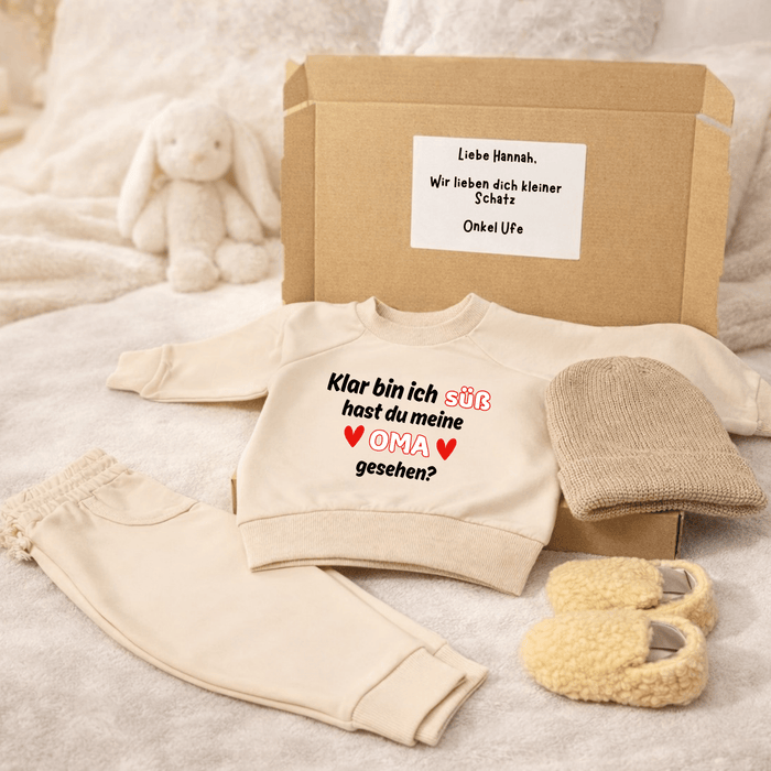 Klar bin ich süß hast du meine OMA gesehen? - Märchen Mode aus Bio - Baumwolle personalisierte geschenke Babyset & Bodys mit spruch & Geschenkideen für Neugeborene & 0–24 Monate & und perfekt als Geschenk zur Geburt