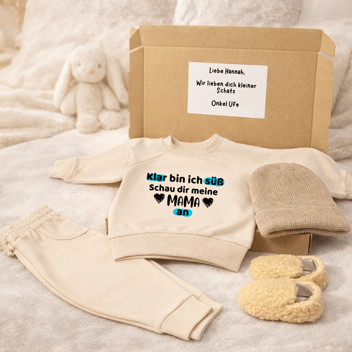 Klar bin ich süß Schau dir meine MAMA an - Märchen Mode aus Bio - Baumwolle personalisierte geschenke Babyset & Bodys mit spruch & Geschenkideen für Neugeborene & 0–24 Monate & und perfekt als Geschenk zur Geburt