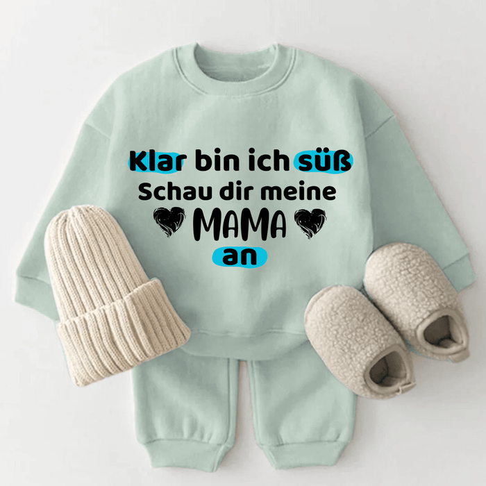 Klar bin ich süß, Schau dir meine MAMA an - Märchen Mode aus Bio - Baumwolle personalisierte geschenke Babyset & Bodys mit spruch & Geschenkideen für Neugeborene & 0–24 Monate & und perfekt als Geschenk zur Geburt