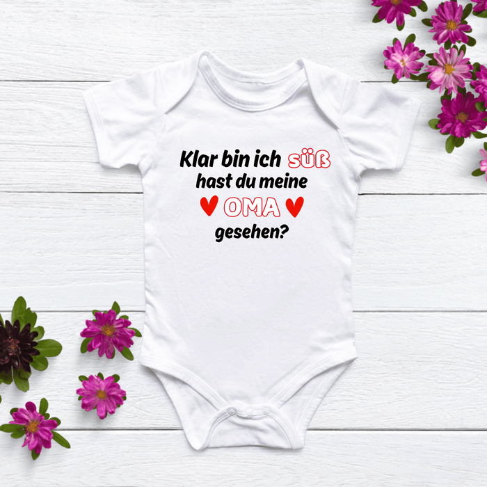 Klar bin süß ich hast du meine OMA gesehen? - Märchen Mode aus Bio - Baumwolle personalisierte geschenke Babyset & Bodys mit spruch & Geschenkideen für Neugeborene & 0–24 Monate & und perfekt als Geschenk zur Geburt