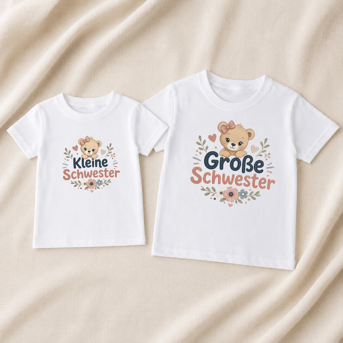 Kleine & Große Schwester Tshirt Matching Set - Märchen Mode aus Bio-Baumwolle personalisierte geschenke Babyset & Bodys mit spruch & Geschenkideen für Neugeborene & 0–24 Monate & und perfekt als Geschenk zur Geburt