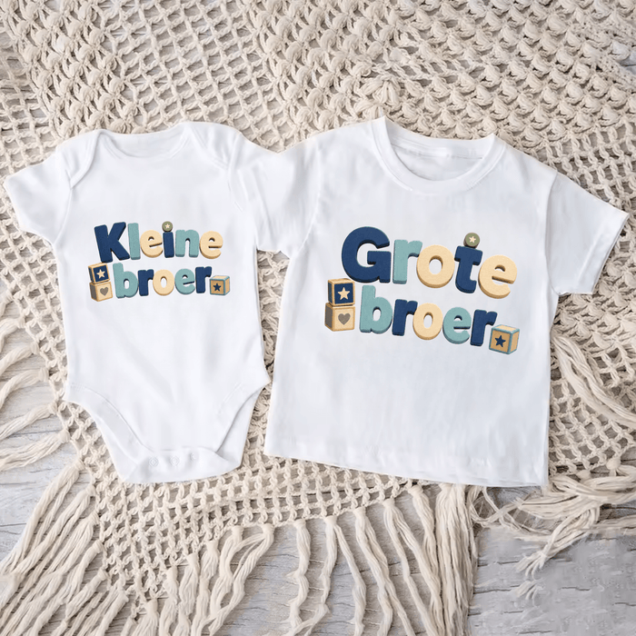 Kleine & Grote broer Matching Sets New - Märchen Mode aus Bio - Baumwolle personalisierte geschenke Babyset & Bodys mit spruch & Geschenkideen für Neugeborene & 0–24 Monate & und perfekt als Geschenk zur Geburt