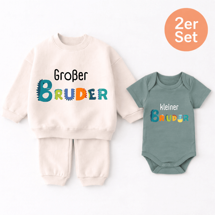 Kleiner & Großer Bruder 2er set - Märchen Mode aus Bio - Baumwolle personalisierte geschenke Babyset & Bodys mit spruch & Geschenkideen für Neugeborene & 0–24 Monate & und perfekt als Geschenk zur Geburt