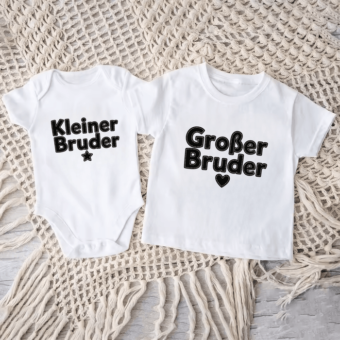 (Kleiner/Großer) Bruder Matching Sets - Märchen Mode aus Bio-Baumwolle personalisierte geschenke Babyset & Bodys mit spruch & Geschenkideen für Neugeborene & 0–24 Monate & und perfekt als Geschenk zur Geburt
