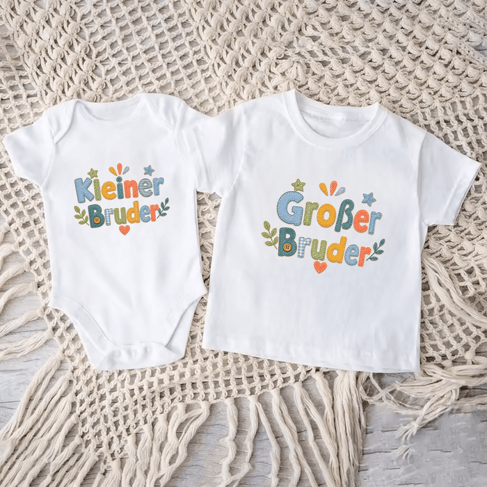 (Kleiner/Großer) Bruder Matching Sets - Märchen Mode aus Bio-Baumwolle personalisierte geschenke Babyset & Bodys mit spruch & Geschenkideen für Neugeborene & 0–24 Monate & und perfekt als Geschenk zur Geburt