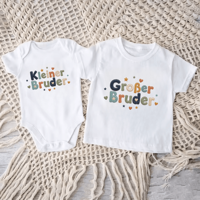 (Kleiner/Großer) Bruder Matching Sets I - Märchen Mode aus Bio-Baumwolle personalisierte geschenke Babyset & Bodys mit spruch & Geschenkideen für Neugeborene & 0–24 Monate & und perfekt als Geschenk zur Geburt