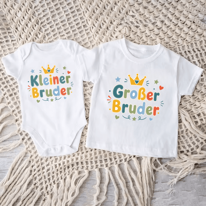 (Kleiner/Großer) Bruder Matching Sets III - Märchen Mode aus Bio-Baumwolle personalisierte geschenke Babyset & Bodys mit spruch & Geschenkideen für Neugeborene & 0–24 Monate & und perfekt als Geschenk zur Geburt