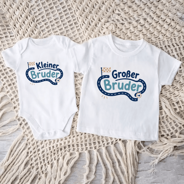 (Kleiner/Großer) Bruder Matching Sets Neu Version II - Märchen Mode aus Bio-Baumwolle personalisierte geschenke Babyset & Bodys mit spruch & Geschenkideen für Neugeborene & 0–24 Monate & und perfekt als Geschenk zur Geburt