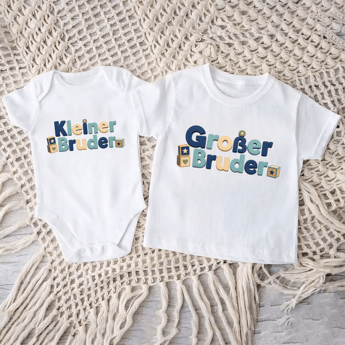 (Kleiner/Großer) Bruder Matching Sets Neu Version III - Märchen Mode aus Bio-Baumwolle personalisierte geschenke Babyset & Bodys mit spruch & Geschenkideen für Neugeborene & 0–24 Monate & und perfekt als Geschenk zur Geburt
