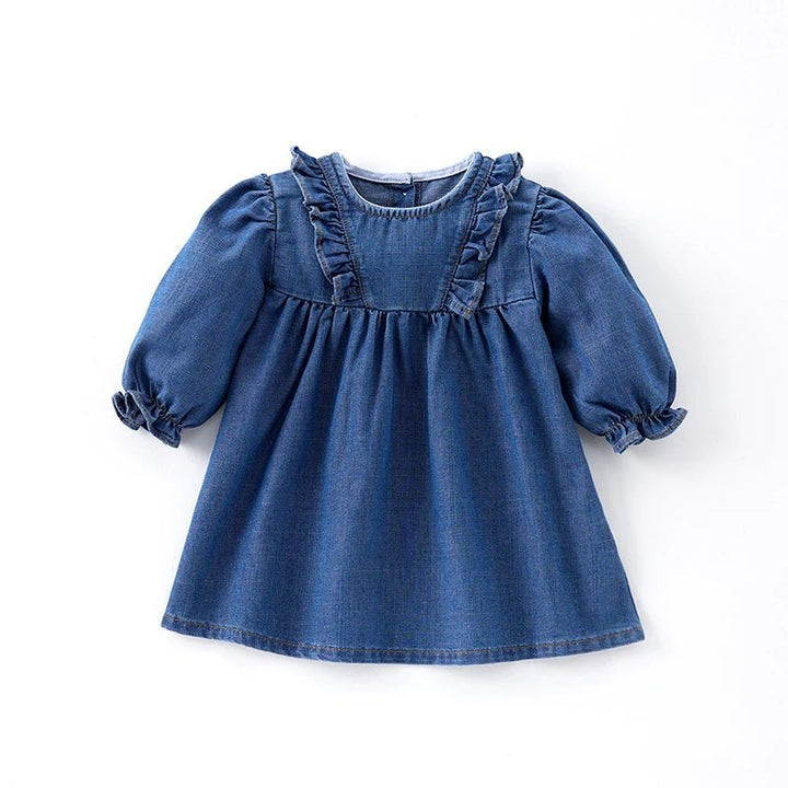Langarm Denim Kleid - Märchen Mode - 