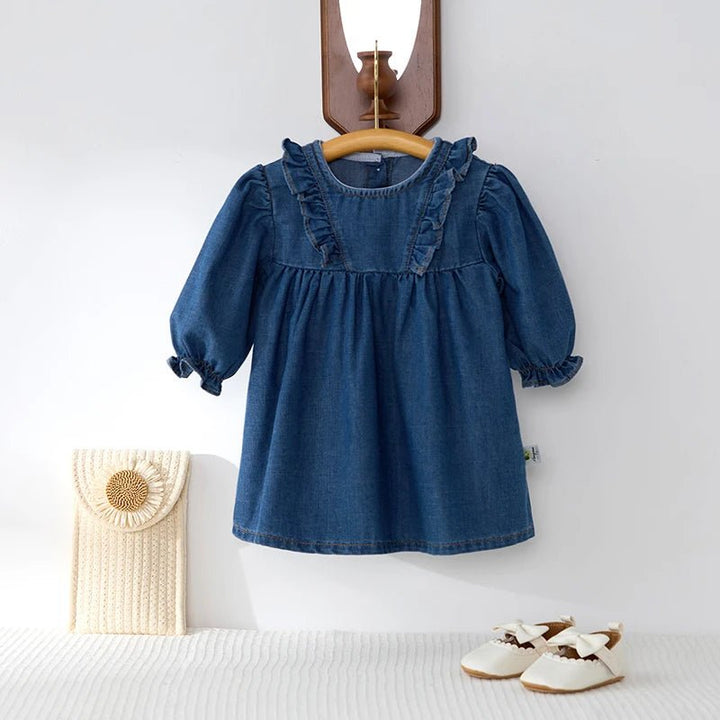 Langarm Denim Kleid - Märchen Mode - 
