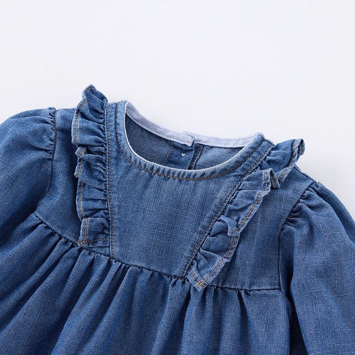 Langarm Denim Kleid - Märchen Mode - 