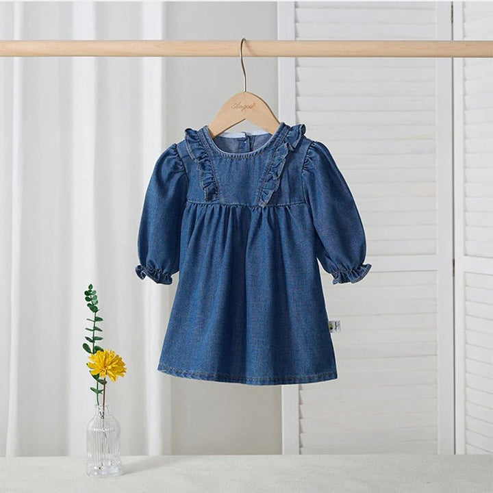Langarm Denim Kleid - Märchen Mode - 