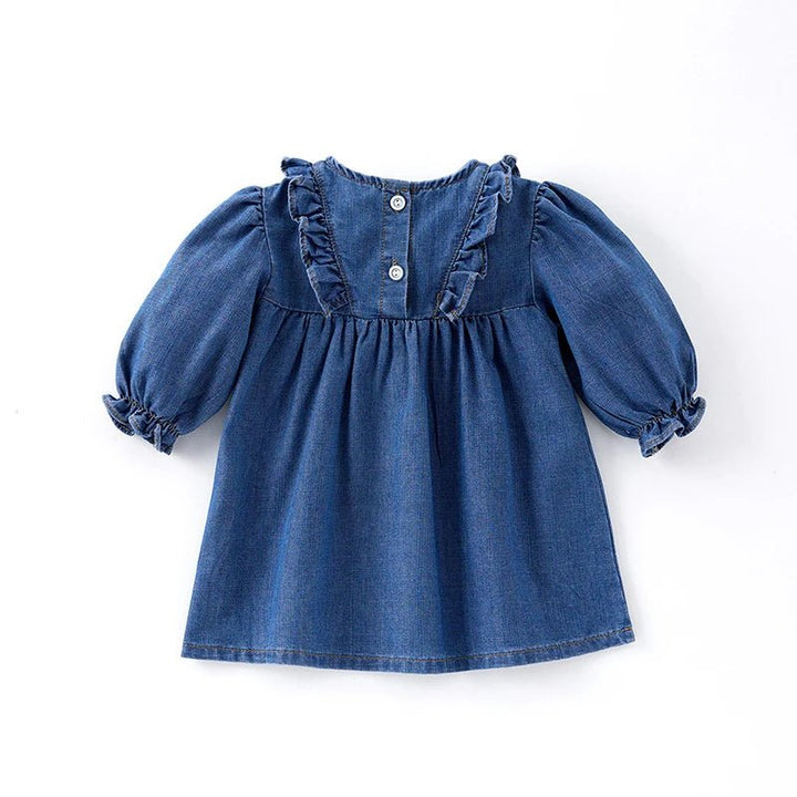 Langarm Denim Kleid - Märchen Mode - 