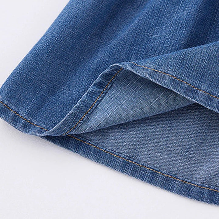 Langarm Denim Kleid - Märchen Mode - 