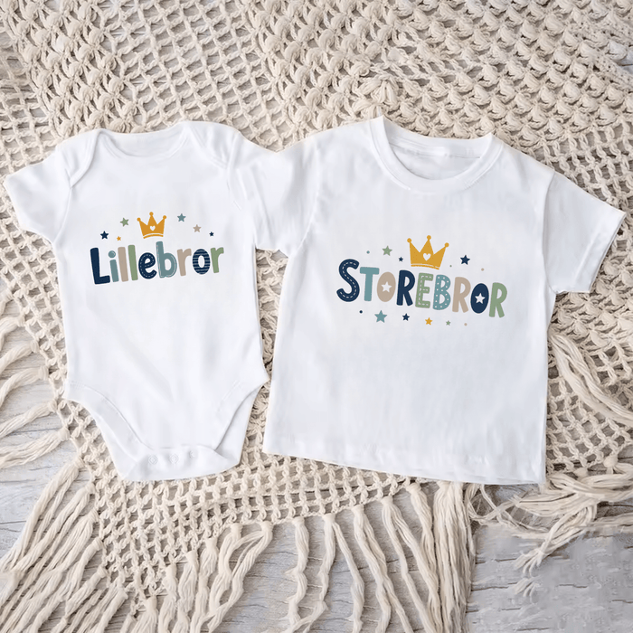 Lillebror & Storebror Matchende Sæt - Märchen Mode aus Bio-Baumwolle personalisierte geschenke Babyset & Bodys mit spruch & Geschenkideen für Neugeborene & 0–24 Monate & und perfekt als Geschenk zur Geburt