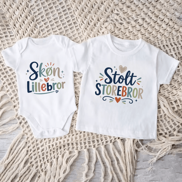Lillebror & Storebror Matchende Sæt II - Märchen Mode aus Bio-Baumwolle personalisierte geschenke Babyset & Bodys mit spruch & Geschenkideen für Neugeborene & 0–24 Monate & und perfekt als Geschenk zur Geburt