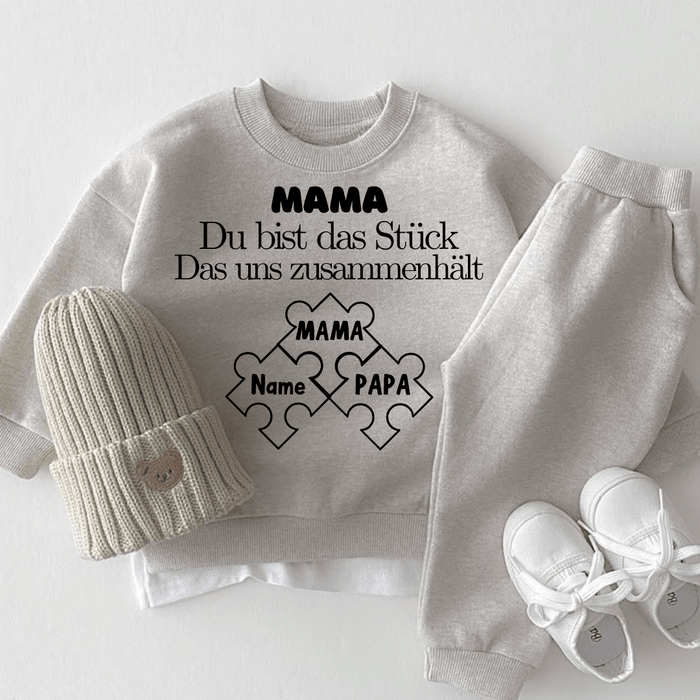 Mama Du bist das Stück Das uns zusammenhält - Märchen Mode aus Bio - Baumwolle personalisierte geschenke Babyset & Bodys mit spruch & Geschenkideen für Neugeborene & 0–24 Monate & und perfekt als Geschenk zur Geburt