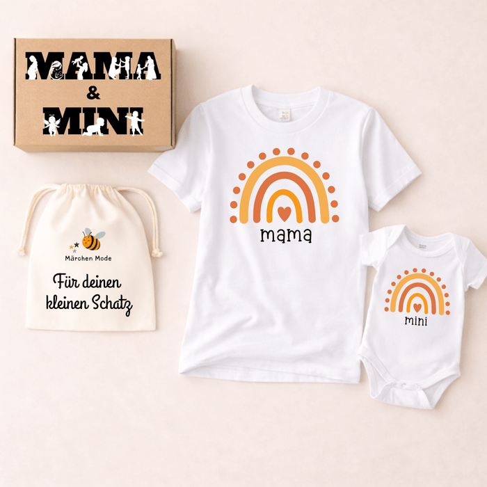 Mama & Mini - Geschenkbox - Märchen Mode aus Bio - Baumwolle personalisierte geschenke Babyset & Bodys mit spruch & Geschenkideen für Neugeborene & 0–24 Monate & und perfekt als Geschenk zur Geburt