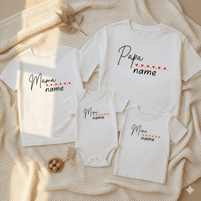 Mama, Papa, Mini Mit name - Märchen Mode aus Bio - Baumwolle personalisierte geschenke Babyset & Bodys mit spruch & Geschenkideen für Neugeborene & 0–24 Monate & und perfekt als Geschenk zur Geburt