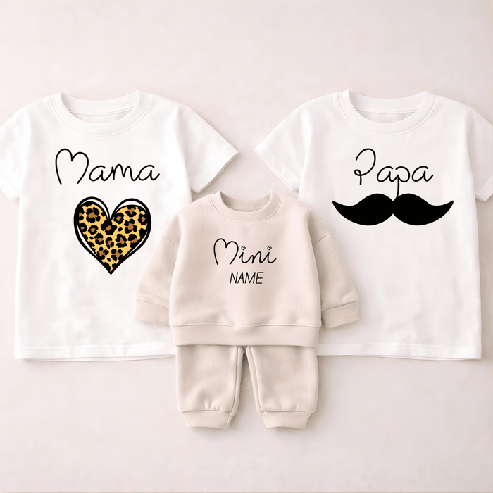 Mama, Papa, Mini Name - Märchen Mode aus Bio - Baumwolle personalisierte geschenke Babyset & Bodys mit spruch & Geschenkideen für Neugeborene & 0–24 Monate & und perfekt als Geschenk zur Geburt